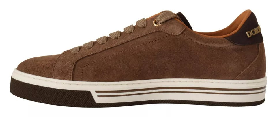 Dolce & Gabbana Brown Suede Logo Low Top Sneakers Men Shoes by Dolce & Gabbana
