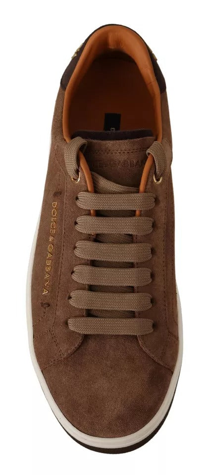 Dolce & Gabbana Brown Suede Logo Low Top Sneakers Men Shoes by Dolce & Gabbana