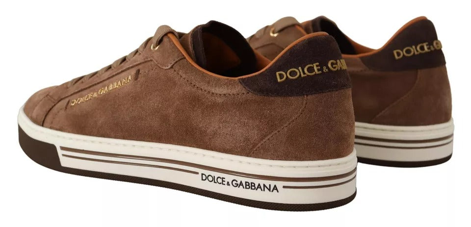 Dolce & Gabbana Brown Suede Logo Low Top Sneakers Men Shoes by Dolce & Gabbana