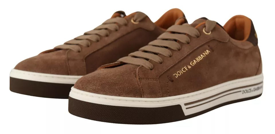 Dolce & Gabbana Brown Suede Logo Low Top Sneakers Men Shoes by Dolce & Gabbana
