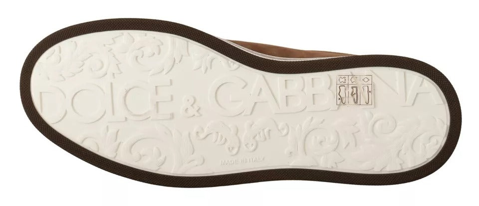 Dolce & Gabbana Brown Suede Logo Low Top Sneakers Men Shoes by Dolce & Gabbana