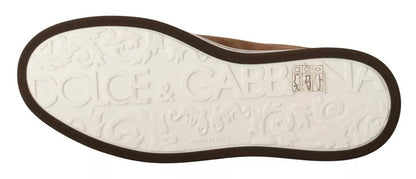 Dolce & Gabbana Brown Suede Logo Low Top Sneakers Men Shoes by Dolce & Gabbana