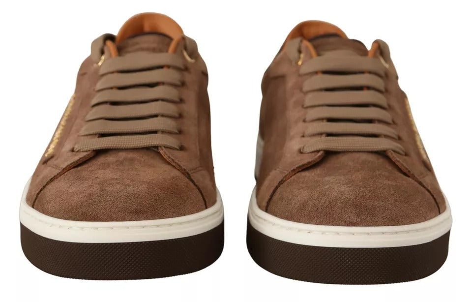 Dolce & Gabbana Brown Suede Logo Low Top Sneakers Men Shoes by Dolce & Gabbana