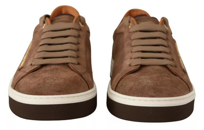 Dolce & Gabbana Brown Suede Logo Low Top Sneakers Men Shoes by Dolce & Gabbana