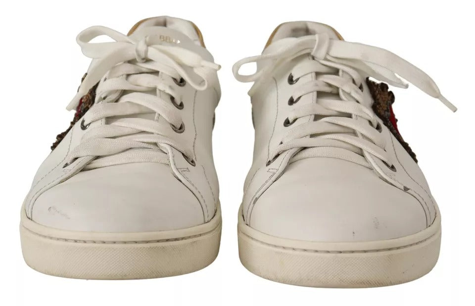 Dolce & Gabbana White Leather Heart Low Top Casual Sneakers Shoes by Dolce & Gabbana