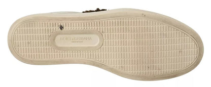 Dolce & Gabbana White Leather Heart Low Top Casual Sneakers Shoes by Dolce & Gabbana
