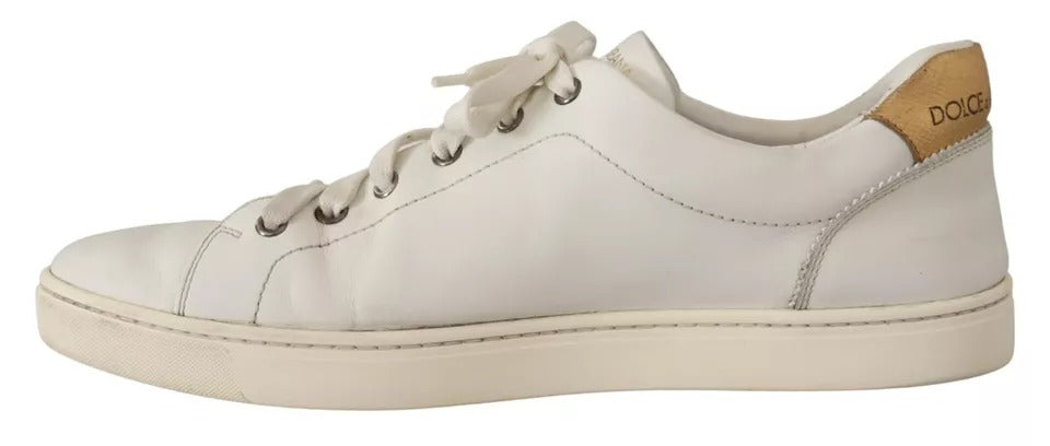 Dolce & Gabbana White Leather Heart Low Top Casual Sneakers Shoes by Dolce & Gabbana