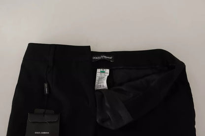 Dolce & Gabbana Black White Stripes Wool Tapered Pants by Dolce & Gabbana
