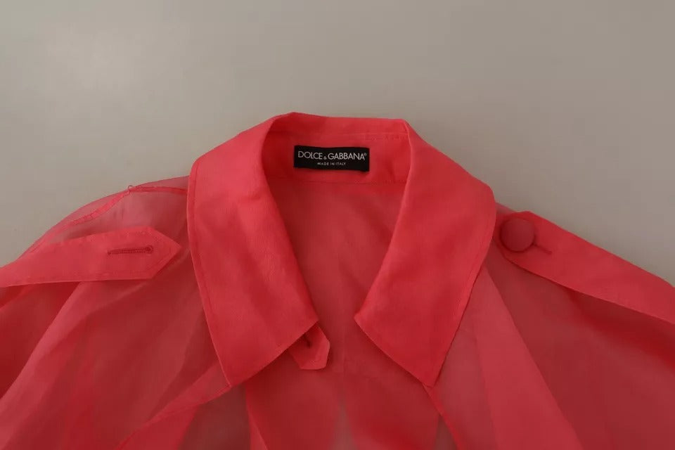 Dolce &amp; Gabbana Pink Silk Organza Belted Coat Jacket