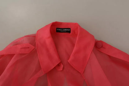 Dolce &amp; Gabbana Pink Silk Organza Belted Coat Jacket