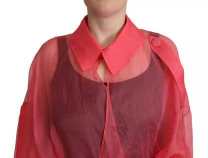 Dolce &amp; Gabbana Pink Silk Organza Belted Coat Jacket