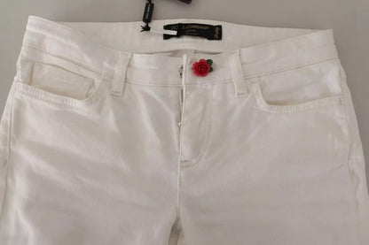 Dolce & Gabbana White Cotton Denim Pretty Slim Fit Jeans by Dolce & Gabbana