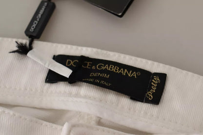 Dolce & Gabbana White Cotton Denim Pretty Slim Fit Jeans by Dolce & Gabbana