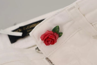 Dolce & Gabbana White Cotton Denim Pretty Slim Fit Jeans by Dolce & Gabbana