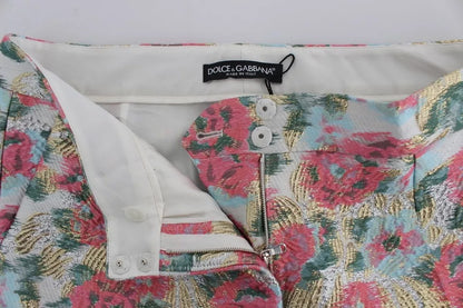 Dolce & Gabbana White Pink Floral Brocade Pants by Dolce & Gabbana