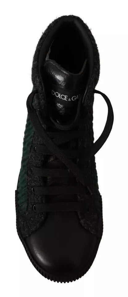 Dolce & Gabbana Green Corduroy High Tops Sneakers Mens Casual Shoes by Dolce & Gabbana
