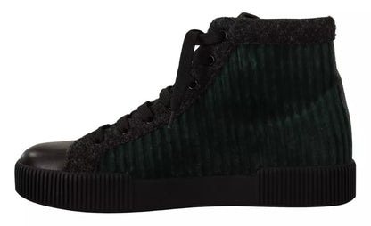 Dolce & Gabbana Green Corduroy High Tops Sneakers Mens Casual Shoes by Dolce & Gabbana