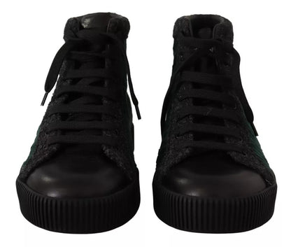 Dolce & Gabbana Green Corduroy High Tops Sneakers Mens Casual Shoes by Dolce & Gabbana