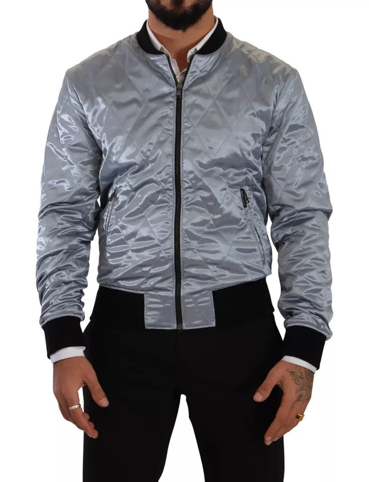 Dolce & Gabbana Light Blue Bomber Coat Men Jacket by Dolce & Gabbana