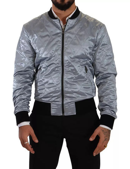 Dolce & Gabbana Light Blue Bomber Coat Men Jacket by Dolce & Gabbana