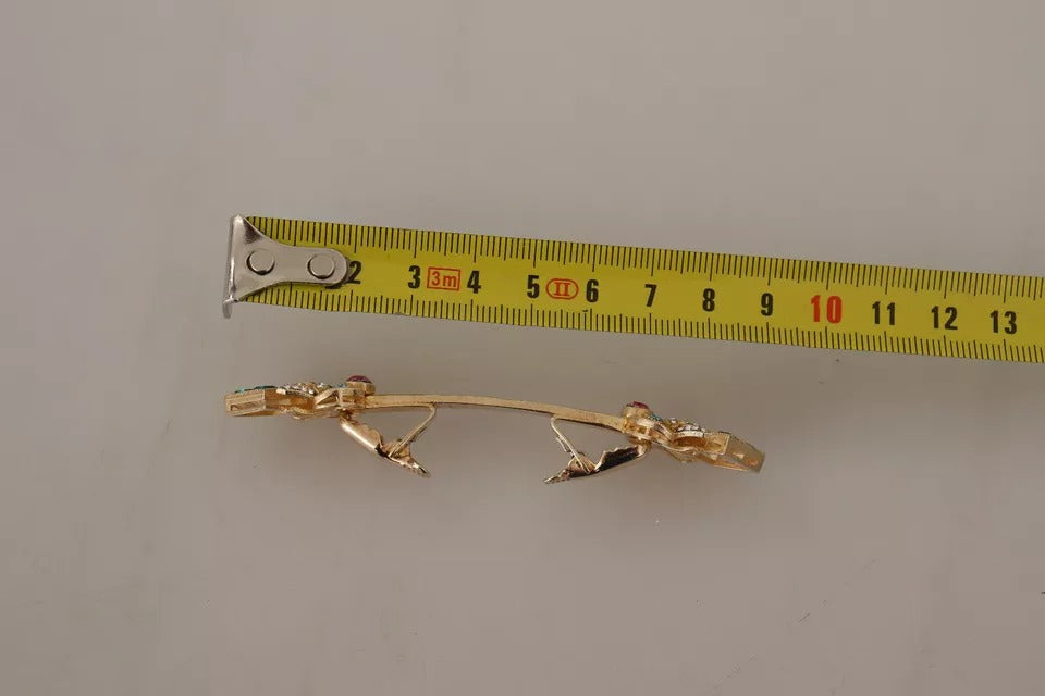 Broche Dolce &amp; Gabbana en argent sterling 925 plaqué or avec cristaux
