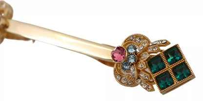 Broche Dolce &amp; Gabbana en argent sterling 925 plaqué or avec cristaux
