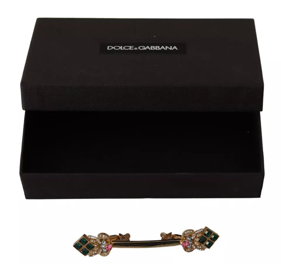 Broche Dolce &amp; Gabbana en argent sterling 925 plaqué or avec cristaux