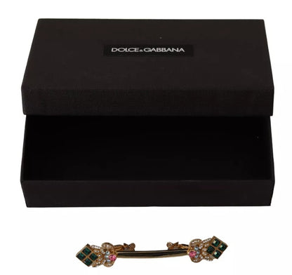 Broche Dolce &amp; Gabbana en argent sterling 925 plaqué or avec cristaux