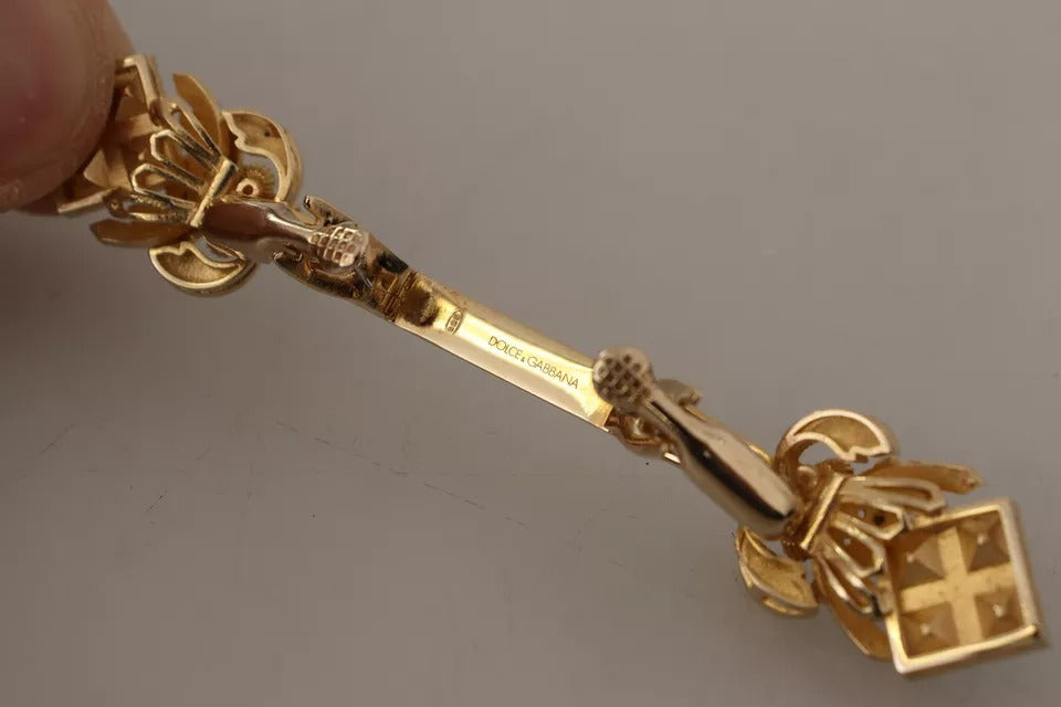Broche Dolce &amp; Gabbana en argent sterling 925 plaqué or avec cristaux