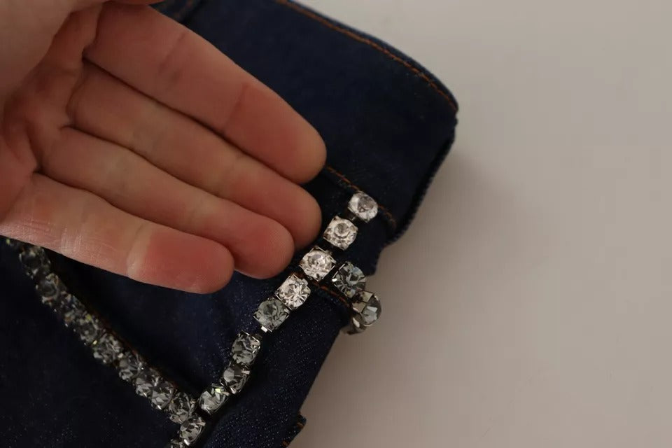 Short en jean bleu foncé à ornements Dolce &amp; Gabbana