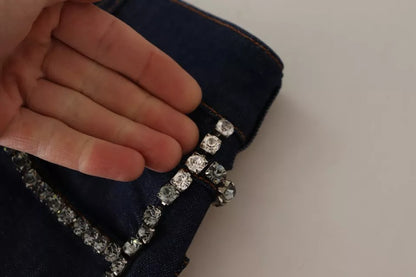 Short en jean bleu foncé à ornements Dolce &amp; Gabbana