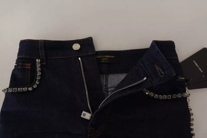 Short en jean bleu foncé à ornements Dolce &amp; Gabbana