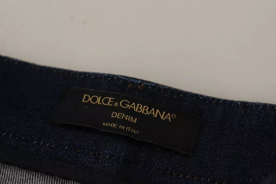 Short en jean bleu foncé à ornements Dolce &amp; Gabbana
