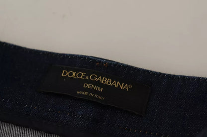 Short en jean bleu foncé à ornements Dolce &amp; Gabbana