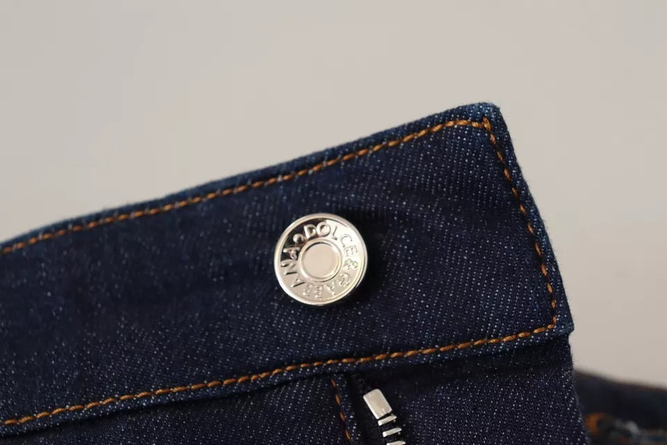 Short en jean bleu foncé à ornements Dolce &amp; Gabbana