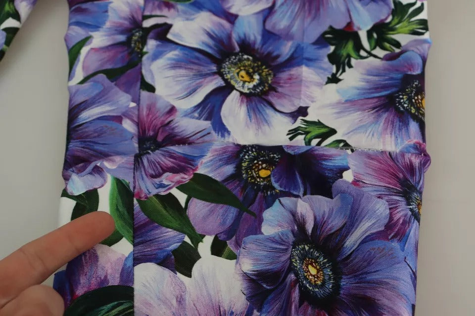 Dolce & Gabbana Purple Floral Print Tapered Cotton Pants by Dolce & Gabbana