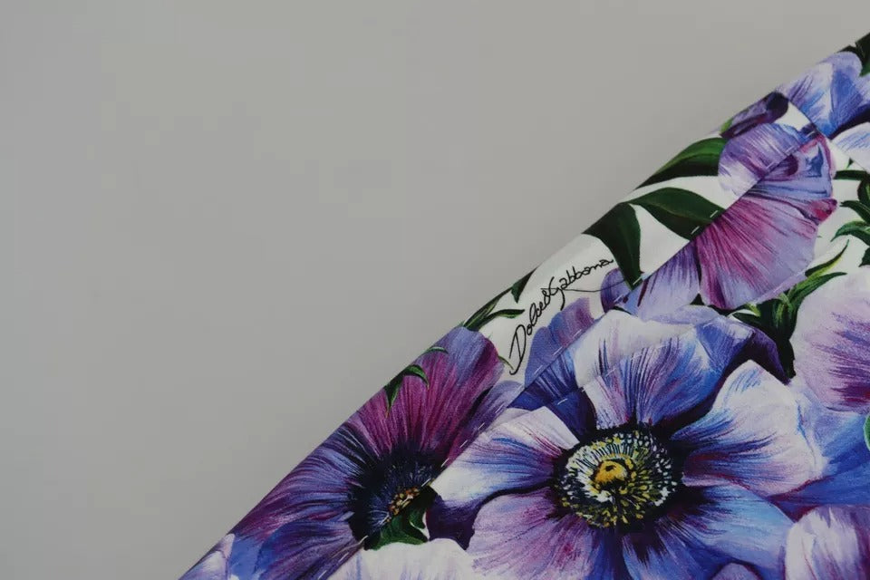 Dolce & Gabbana Purple Floral Print Tapered Cotton Pants by Dolce & Gabbana