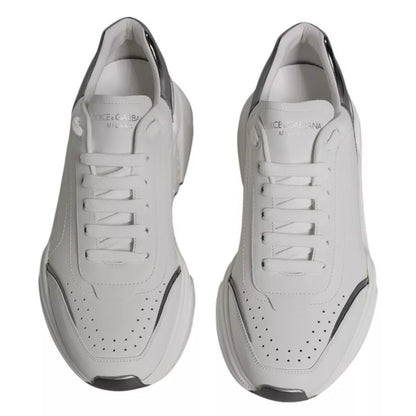 Dolce & Gabbana White Silver DAYMASTER Leather Sneakers Men Shoes by Dolce & Gabbana