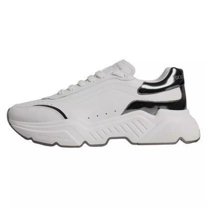 Dolce & Gabbana White Silver DAYMASTER Leather Sneakers Men Shoes by Dolce & Gabbana