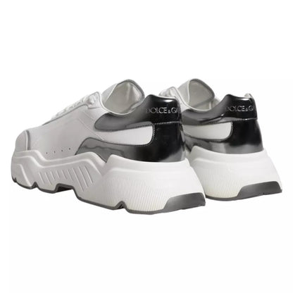 Dolce & Gabbana White Silver DAYMASTER Leather Sneakers Men Shoes by Dolce & Gabbana