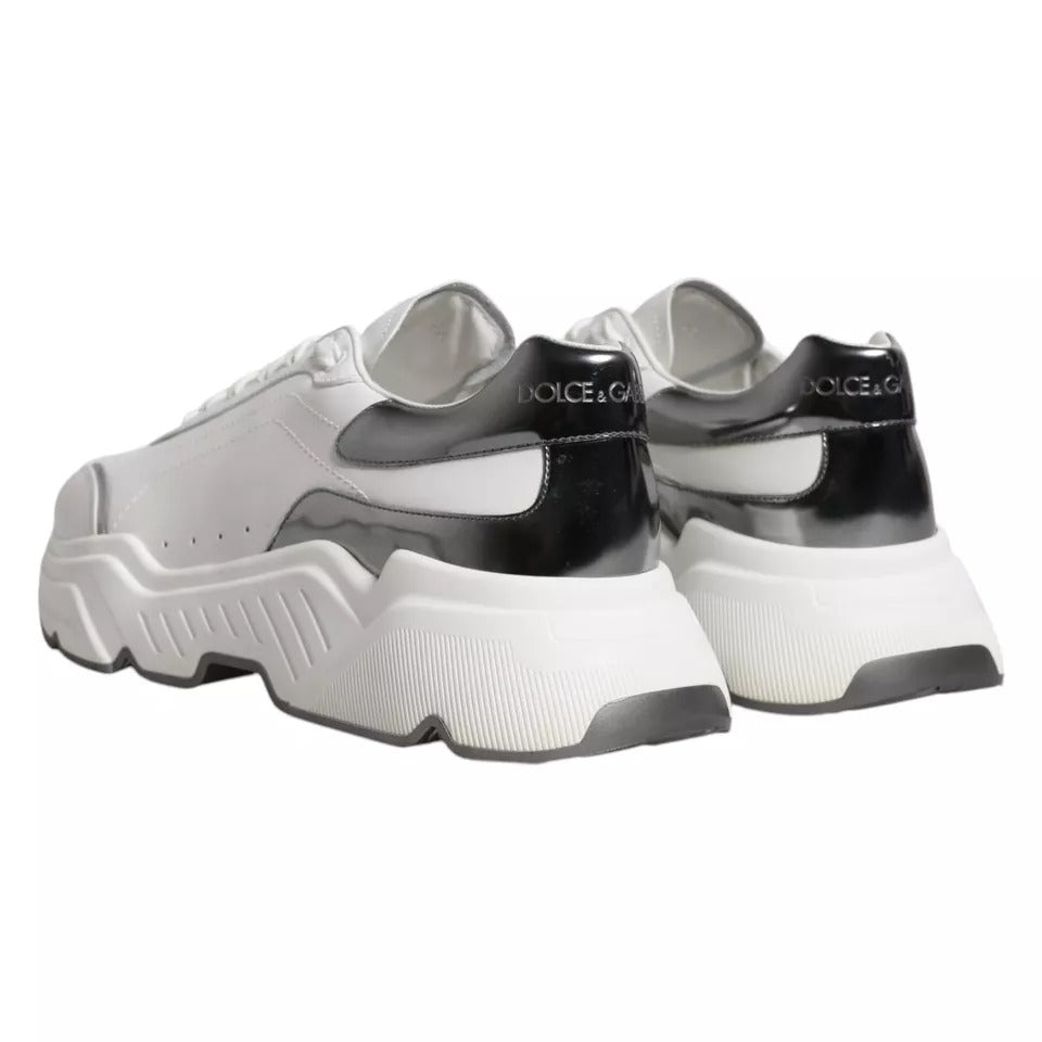 Dolce & Gabbana White Silver DAYMASTER Leather Sneakers Men Shoes by Dolce & Gabbana