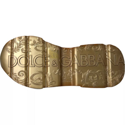 Dolce & Gabbana White Gold DAYMASTER Leather Sneakers Men Shoes by Dolce & Gabbana
