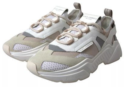 Dolce & Gabbana White Beige Leather Sport DAYMASTER Shoes Sneakers by Dolce & Gabbana