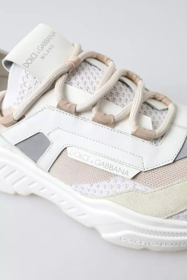 Dolce & Gabbana White Beige Leather Sport DAYMASTER Shoes Sneakers by Dolce & Gabbana