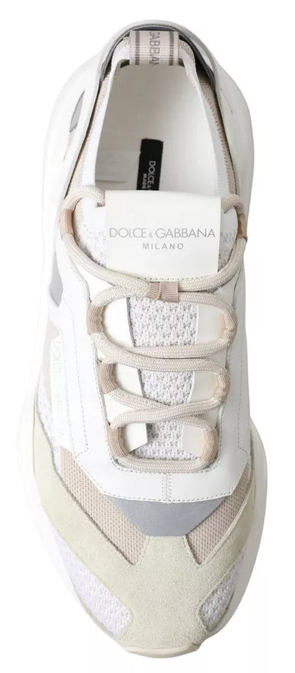 Dolce & Gabbana White Beige Leather Sport DAYMASTER Shoes Sneakers by Dolce & Gabbana