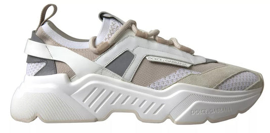 Dolce & Gabbana White Beige Leather Sport DAYMASTER Shoes Sneakers by Dolce & Gabbana