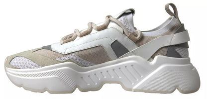 Dolce & Gabbana White Beige Leather Sport DAYMASTER Shoes Sneakers by Dolce & Gabbana