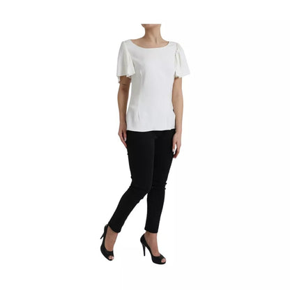 Dolce & Gabbana White Viscose Round Neck Short Sleeves Top by Dolce & Gabbana