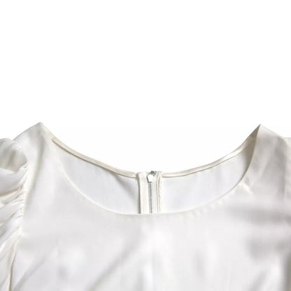 Dolce & Gabbana White Viscose Round Neck Short Sleeves Top by Dolce & Gabbana