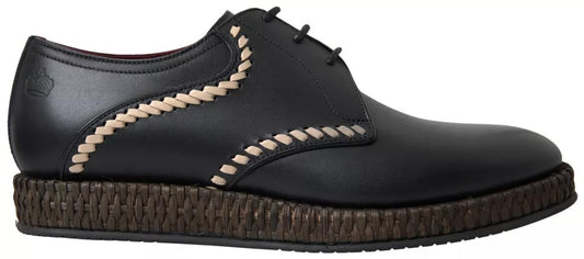 Chaussures Derby en cuir noir et beige Dolce &amp; Gabbana